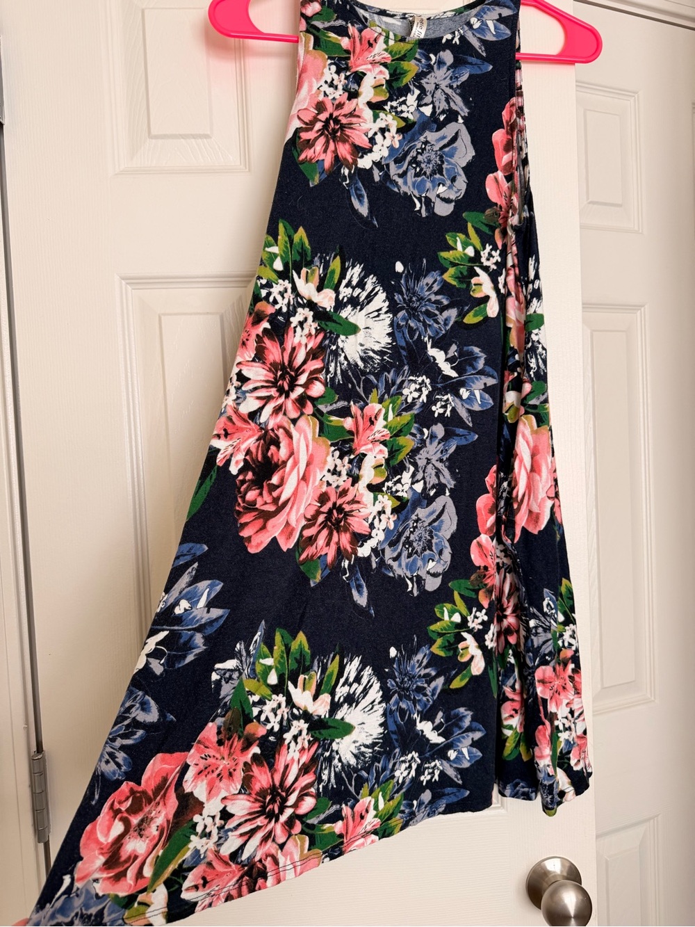Women's Navy Floral A-Line Skirt - Pink & Blue Floral